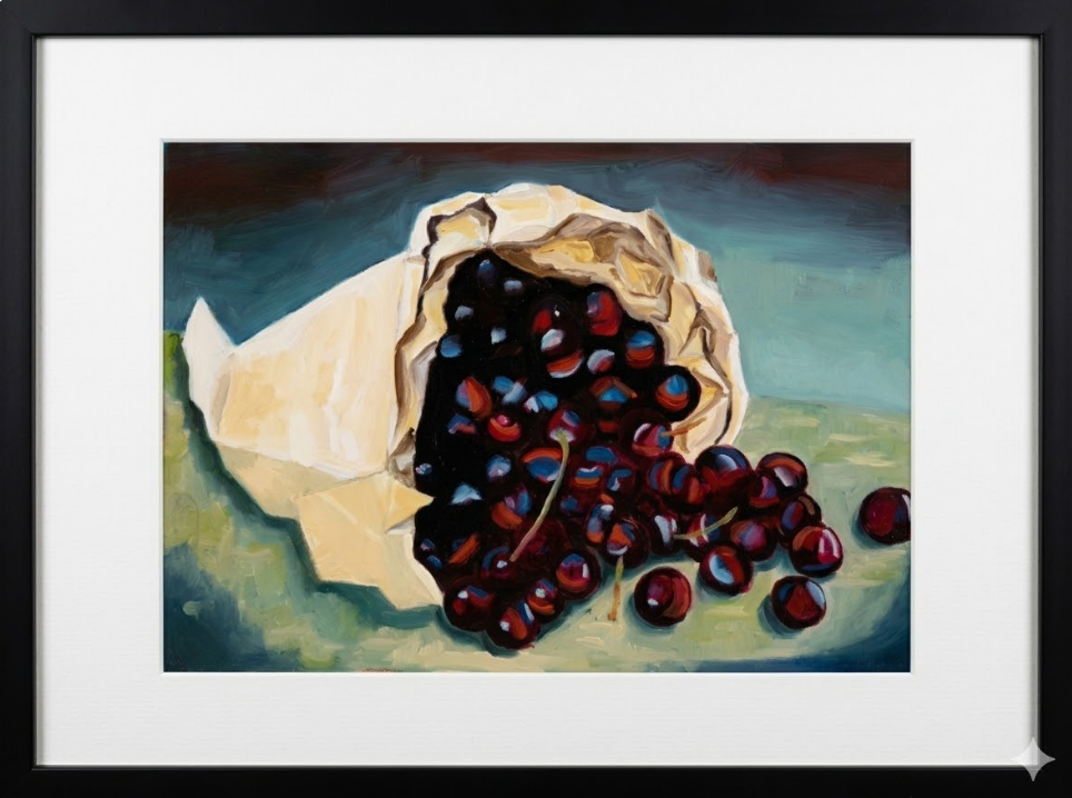 Cherries displayed in a room setting 1