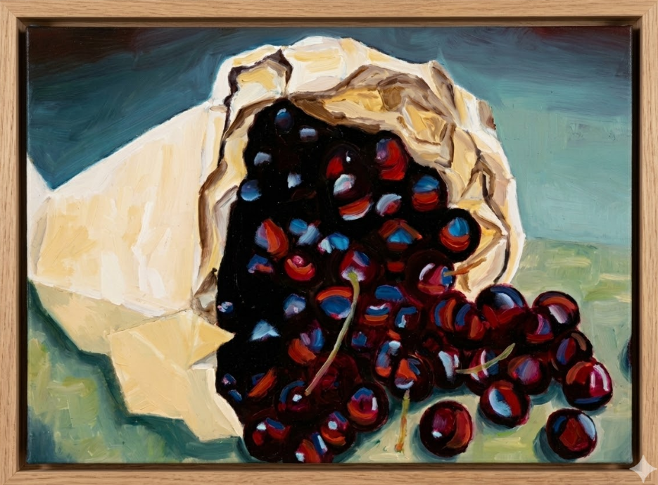 Cherries displayed in a room setting 2