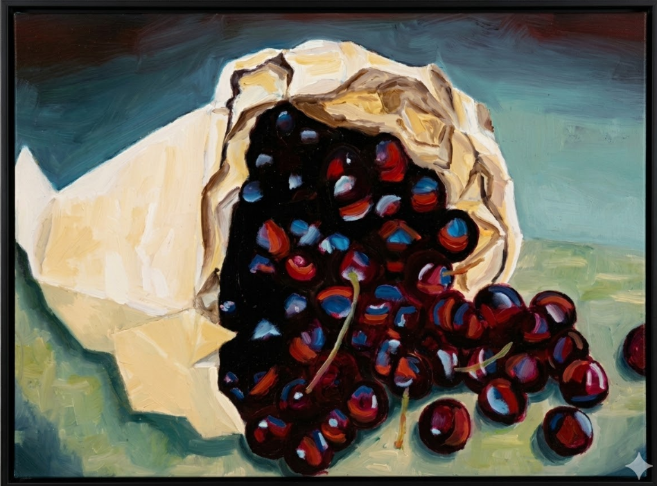 Cherries displayed in a room setting 3