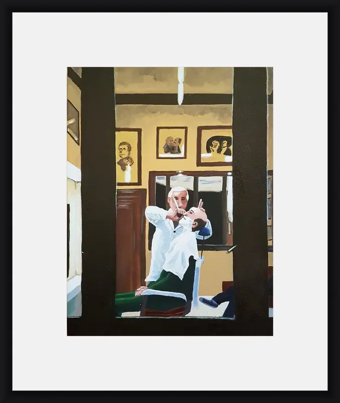 Barber shown in frame 1
