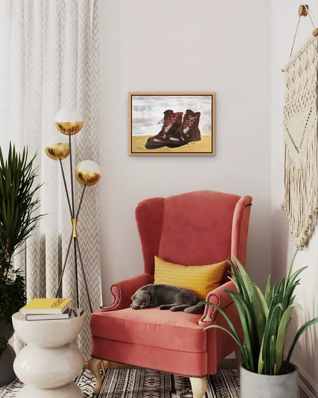 Boots displayed in a room setting 2