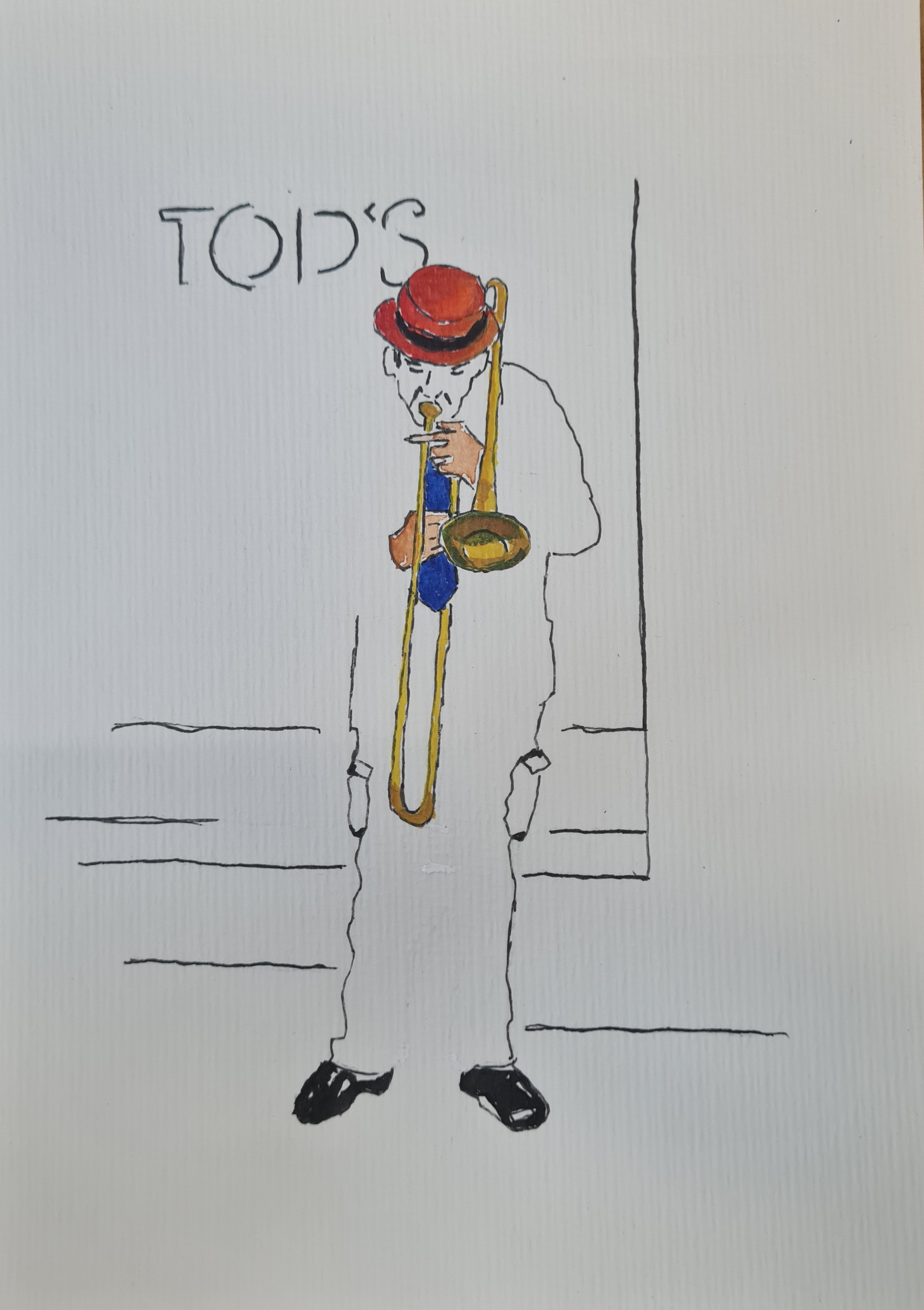 The Trombone Player — Watercolor on paper
