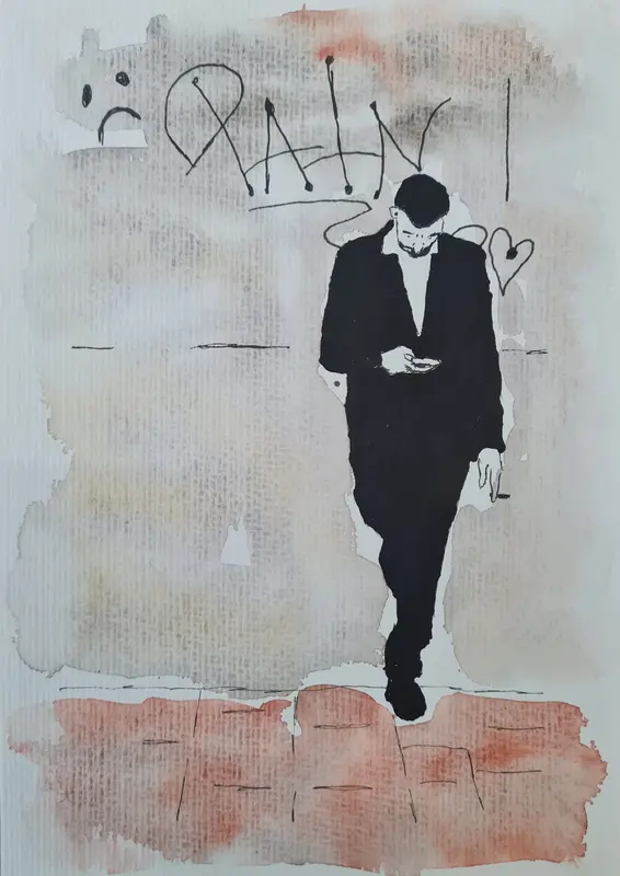 The waiting one — Watercolor on paper