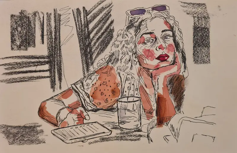 What are you looking on — Watercolor on paper